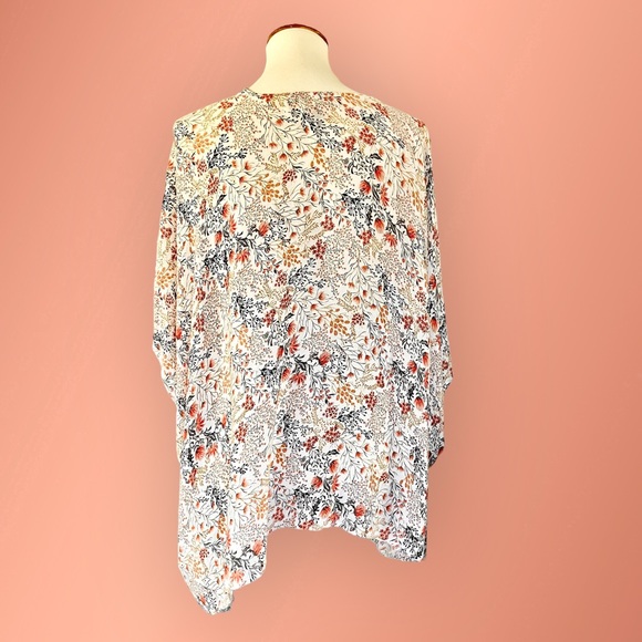 Floral Chiffon Kimono Cardigan Short Sleeve Blouse - Picture 8 of 9